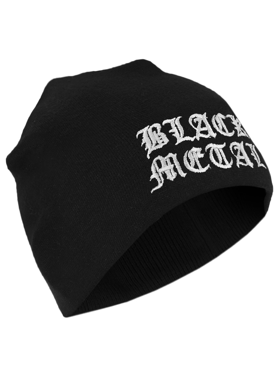 Шапка Black Metal белая вышивка - фото 1 - rockbunker.ru
