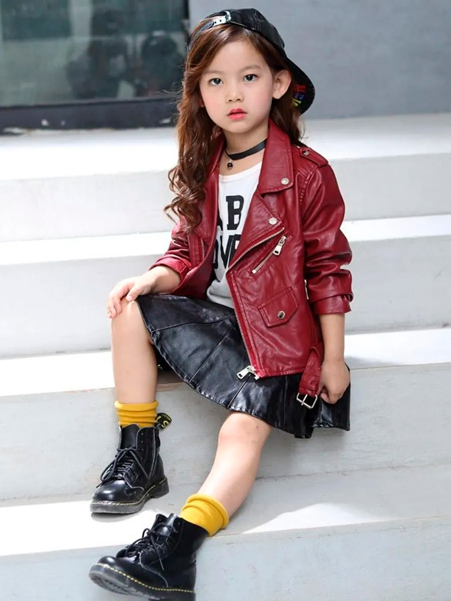 Косуха Детская Темно-Красная - фото 1 - rockbunker.ru