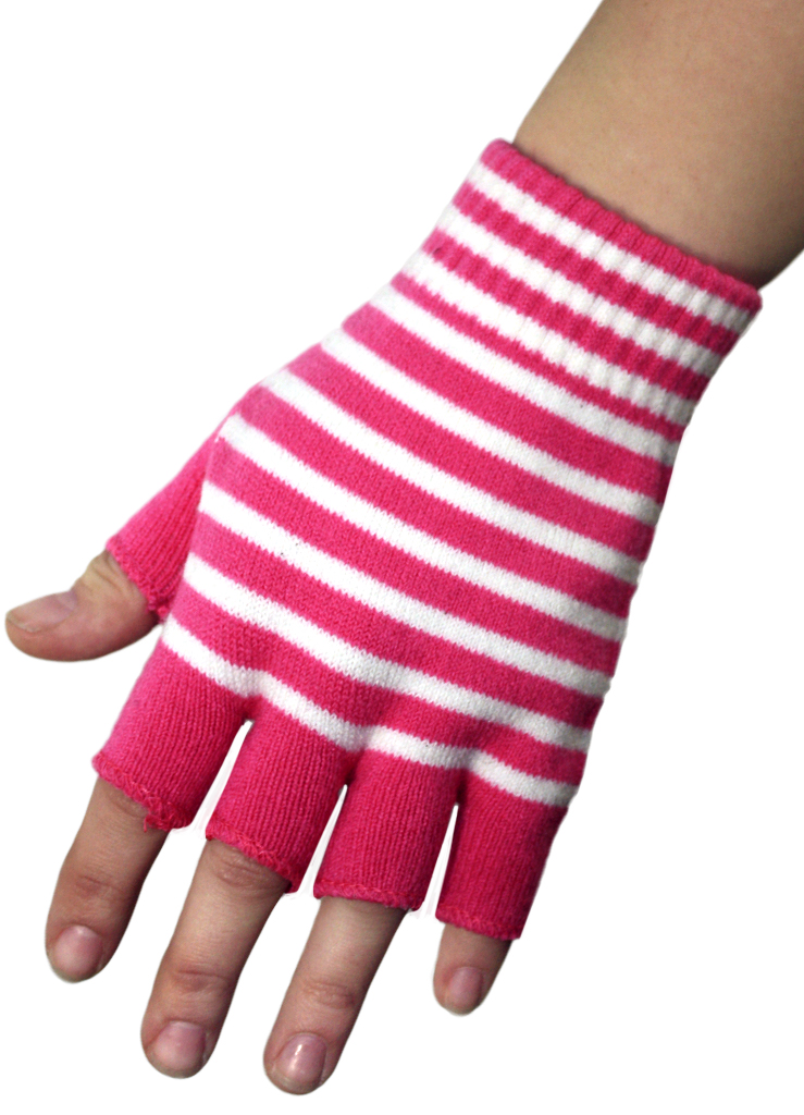 Перчатки без пальцев в розово-белую полоску - фото 8 - rockbunker.ru