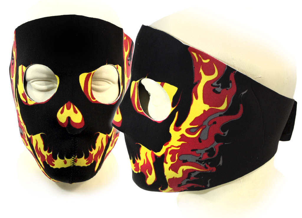 Байкерская маска огненные элементы на все лицо - фото 3 - rockbunker.ru