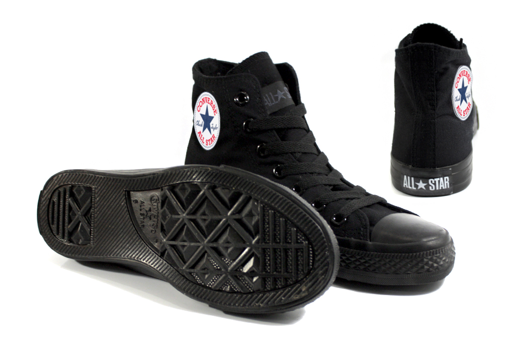 Кеды Converse All Star Black White Logo 7 блоков черные с белым логотипом - фото 2 - rockbunker.ru
