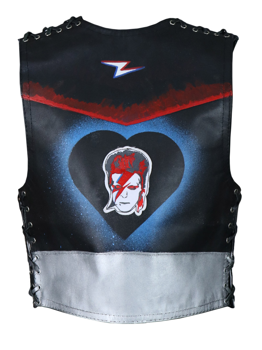 Кожаный жилет кастомный David Bowie - фото 2 - rockbunker.ru