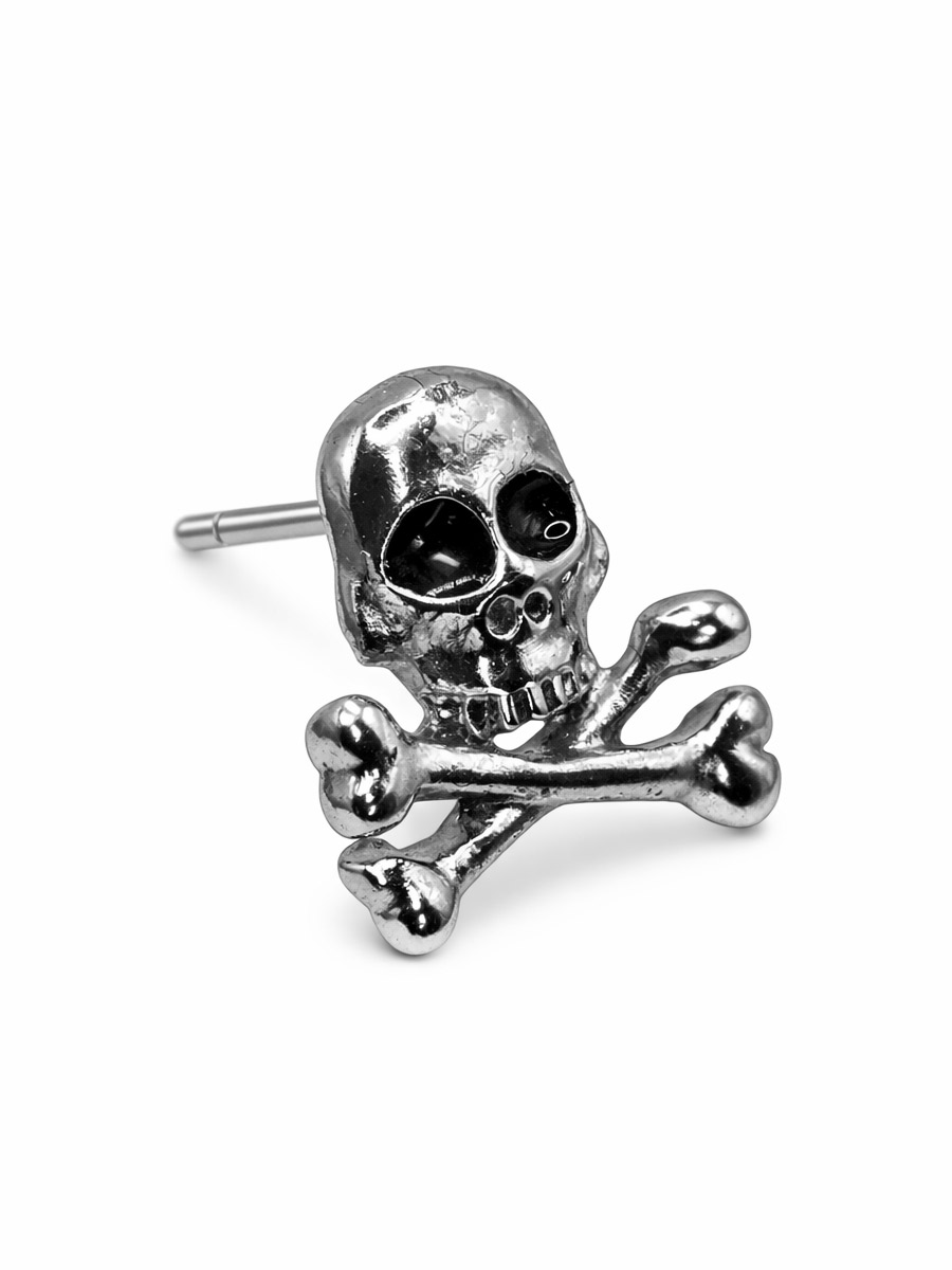 Пирсинг Гвоздик металлический Череп 2 - фото 1 - rockbunker.ru