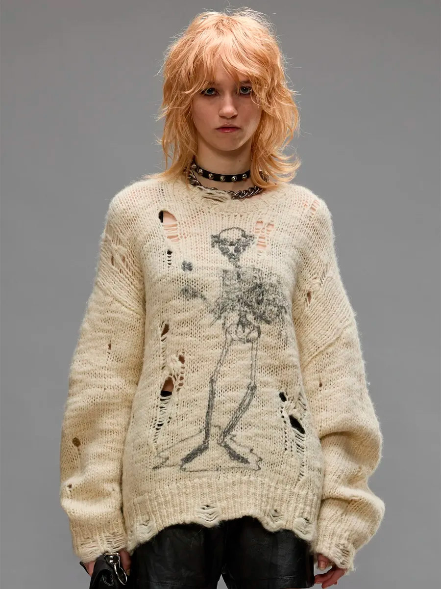 Джемпер Рваный Скелет - фото 1 - rockbunker.ru