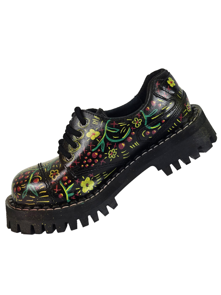 Полуботинки кожаные кастомные Хохлома  - фото 3 - rockbunker.ru