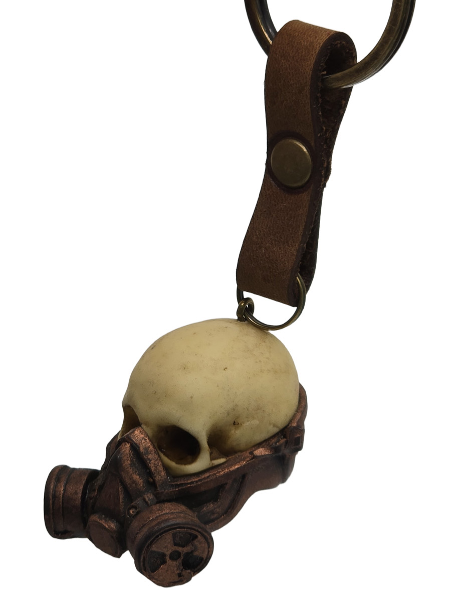 Брелок Череп в Респираторе бронза - фото 2 - rockbunker.ru