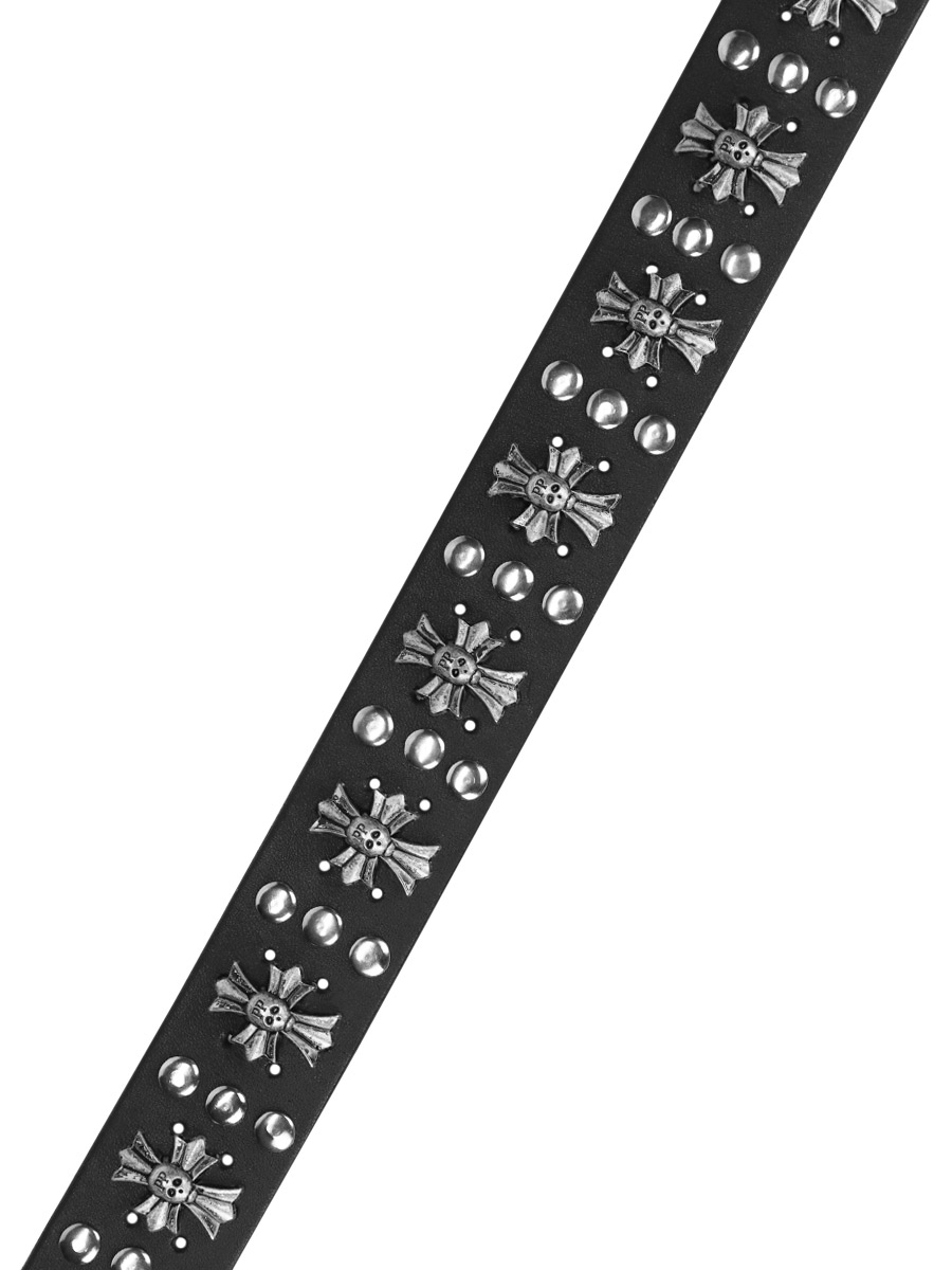 Ремень кожаный проклепанный Лилиевидный Крест - фото 2 - rockbunker.ru