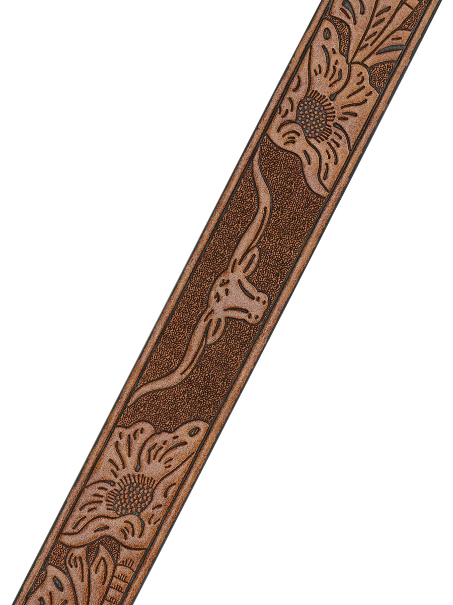 Ремень с пряжкой Роджер коричневый - фото 2 - rockbunker.ru