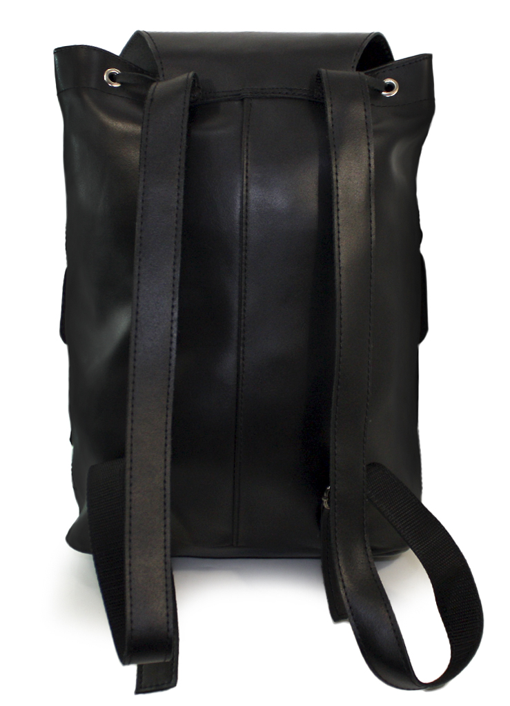 Рюкзак-торба кожаный с двумя карманами на молниях - фото 4 - rockbunker.ru