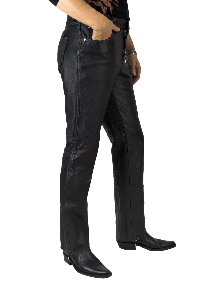 Штаны кожаные мужские Jeans CL - фото 2 - rockbunker.ru