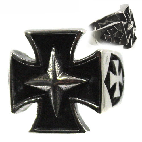 Кольцо Мальтийский крест со звездой - фото 1 - rockbunker.ru