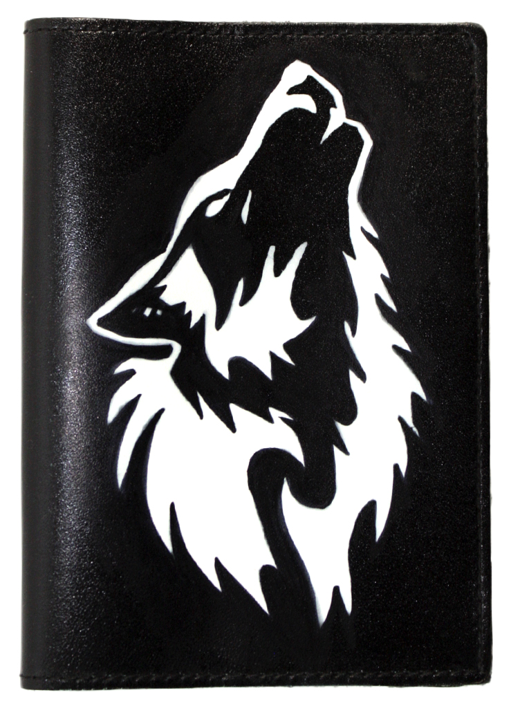 Обложка на паспорт Волк красный кожаная - фото 3 - rockbunker.ru