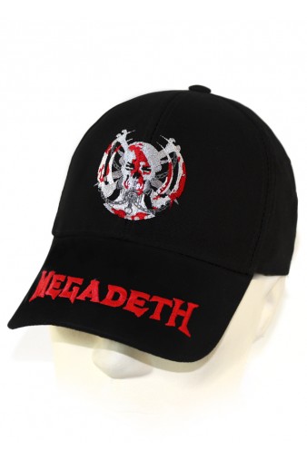 Бейсболка Megadeth с 3D вышивкой красная - фото 1 - rockbunker.ru