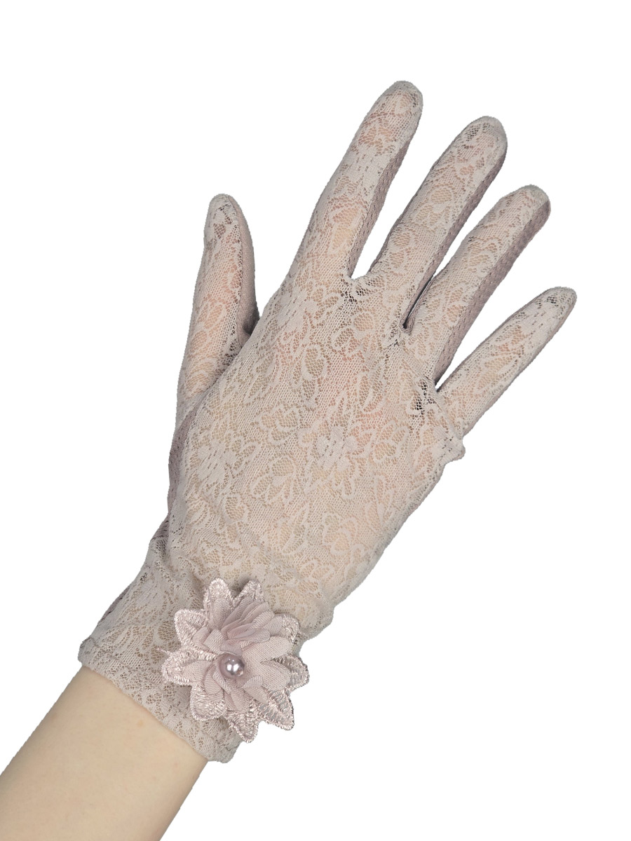 Перчатки женские кружевные сиреневые - фото 2 - rockbunker.ru
