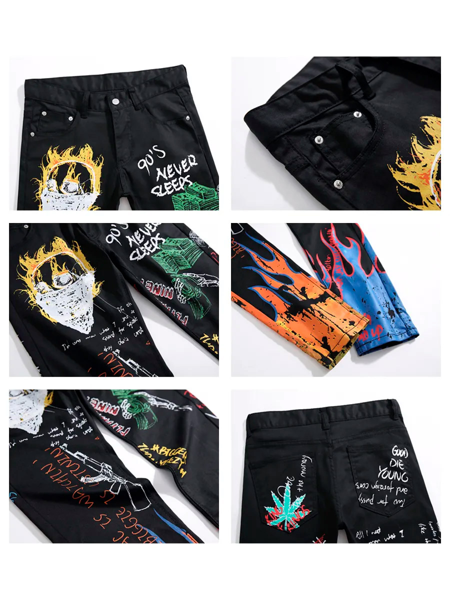 Джинсы Принтованные Пламя - фото 3 - rockbunker.ru