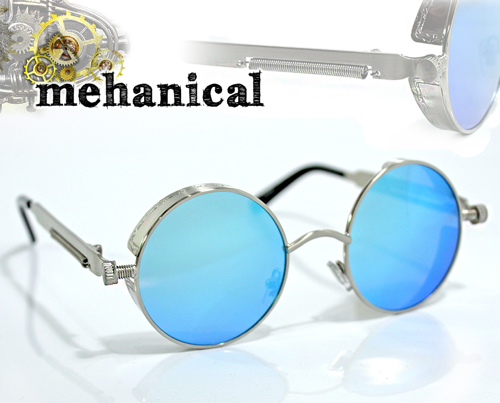Очки солнцезащитные круглые Mechanical зеркальные с шорами - фото 6 - rockbunker.ru