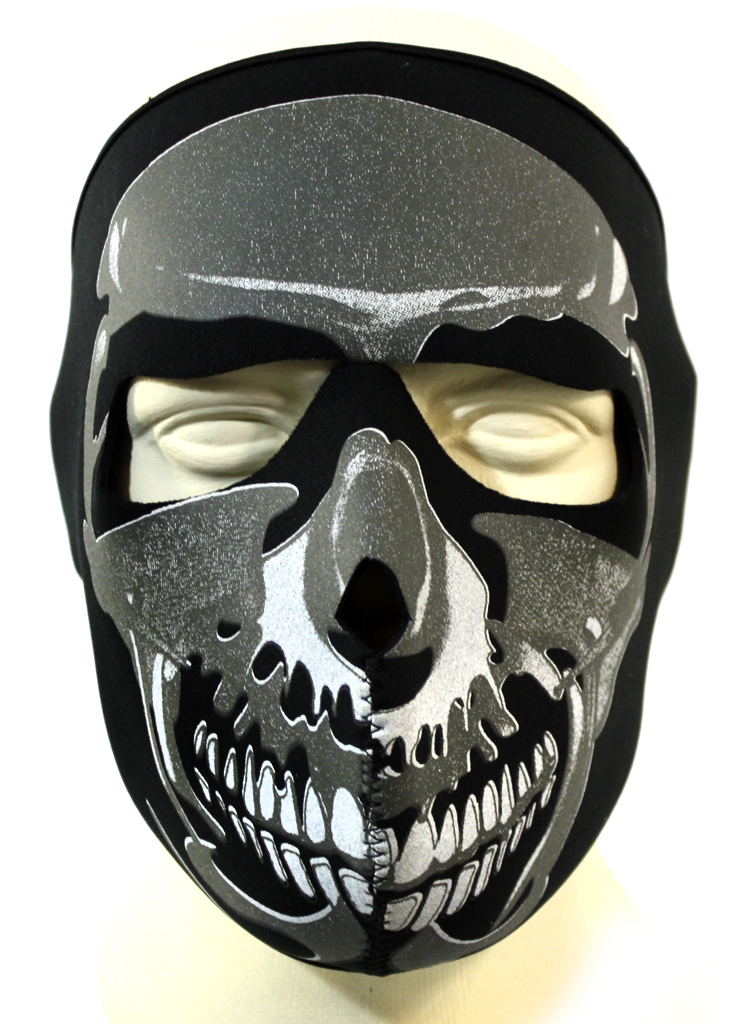 Байкерская маска череп серый на все лицо - фото 2 - rockbunker.ru