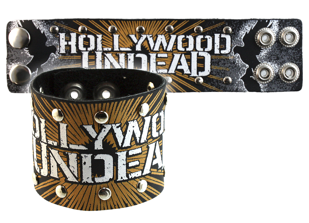 Браслет кожаный Hollywood Undead - фото 1 - rockbunker.ru