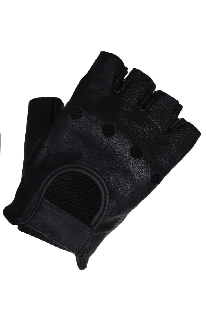 Перчатки кожаные First M-160 без пальцев черные - фото 1 - rockbunker.ru