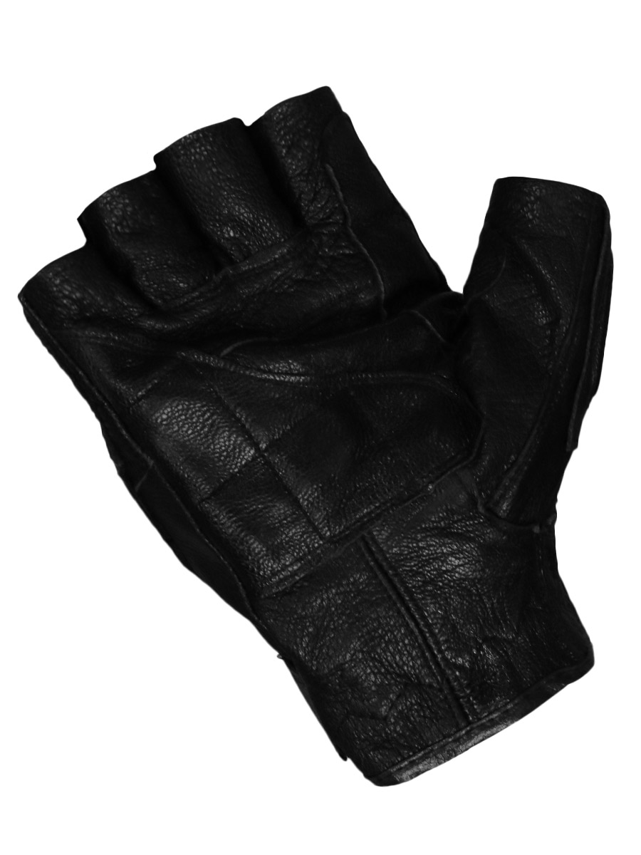 Мотоперчатки кожаные черные с защитой - фото 2 - rockbunker.ru