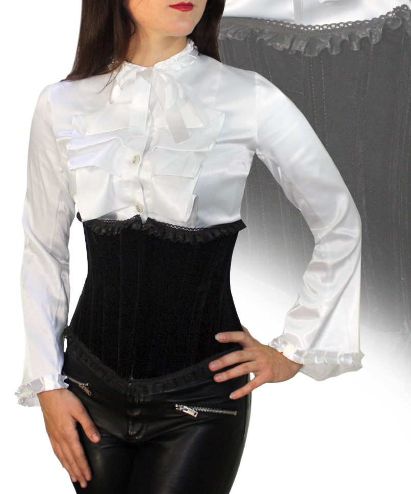 Корсаж бархатный Д-141 с кружевом - фото 1 - rockbunker.ru