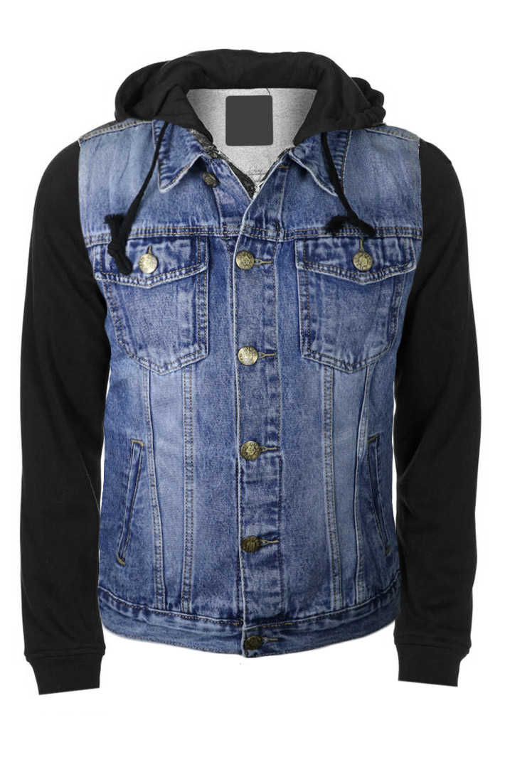 Куртка джинсовая с трикотажным рукавом - фото 1 - rockbunker.ru