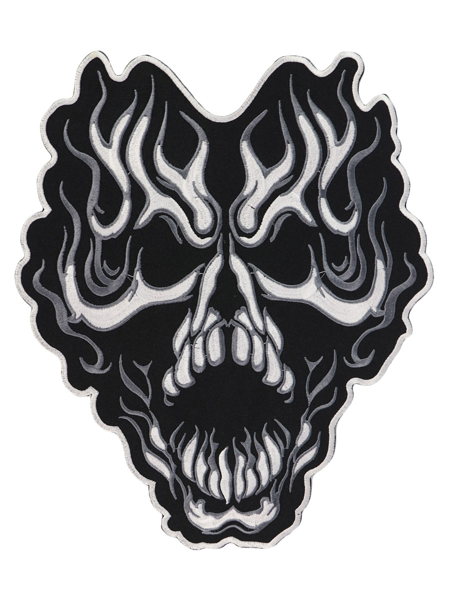 Термонашивка на спину Огненный череп - фото 1 - rockbunker.ru