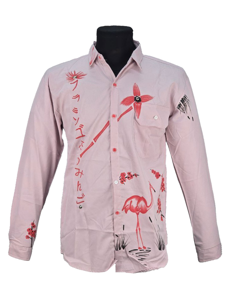 Рубашка кастомная Фламинго - фото 1 - rockbunker.ru