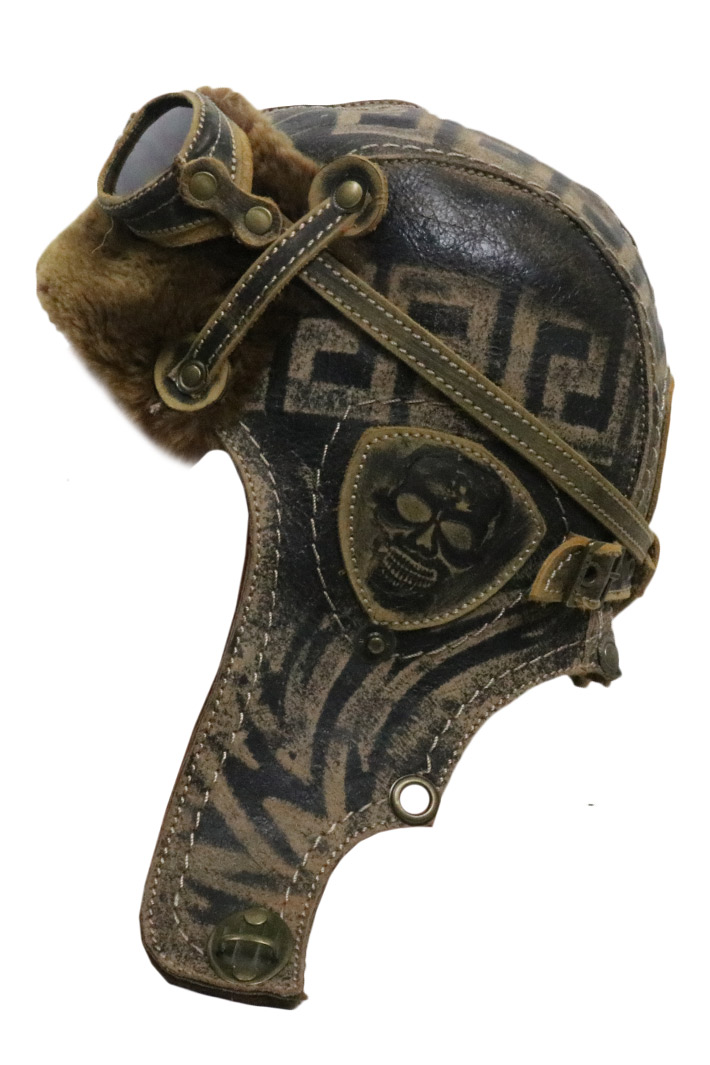Шапка ушанка Steem тёмно-коричневая с черепами - фото 2 - rockbunker.ru