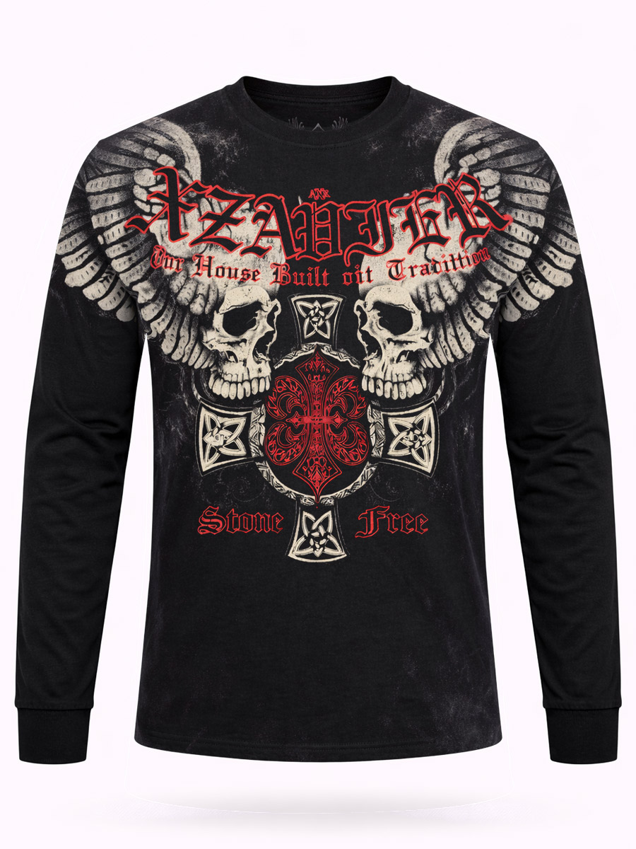 Футболка Xzavier с длинным рукавом Skulls - фото 1 - rockbunker.ru