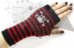 Перчатки-митенки Arm Warmer в полоску с черепом - фото 1 - rockbunker.ru