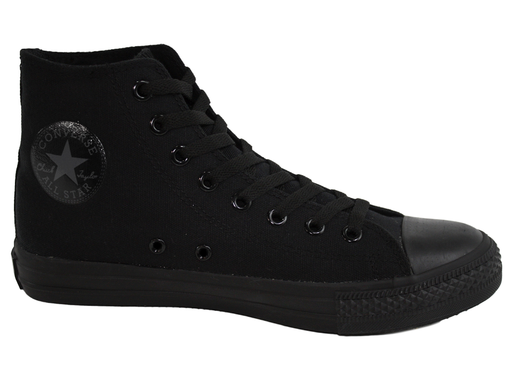 Кеды Converse All Star Black Black Logo 8 блоков черные с черным логотипом - фото 1 - rockbunker.ru