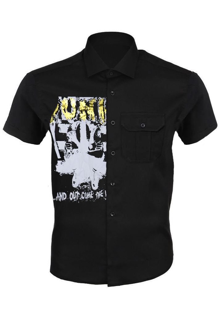 Рубашка с коротким рукавом Punk желтая - фото 1 - rockbunker.ru