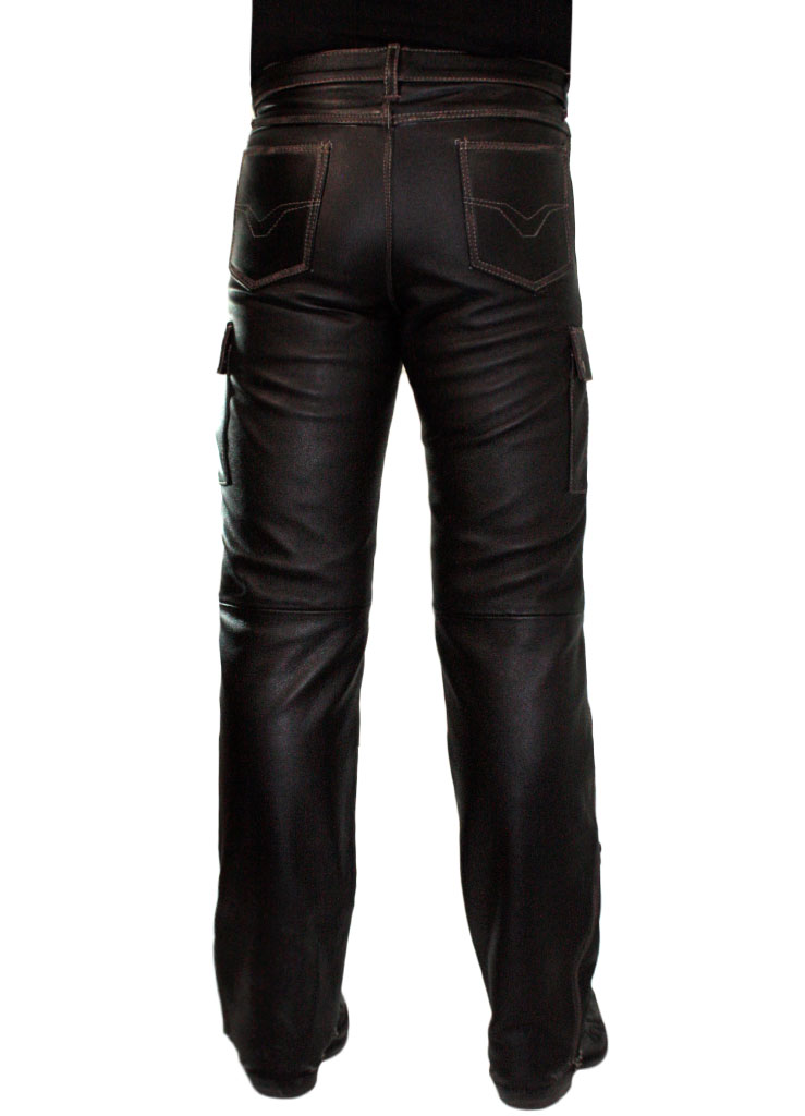 Штаны кожаные мужские с карманами - фото 3 - rockbunker.ru