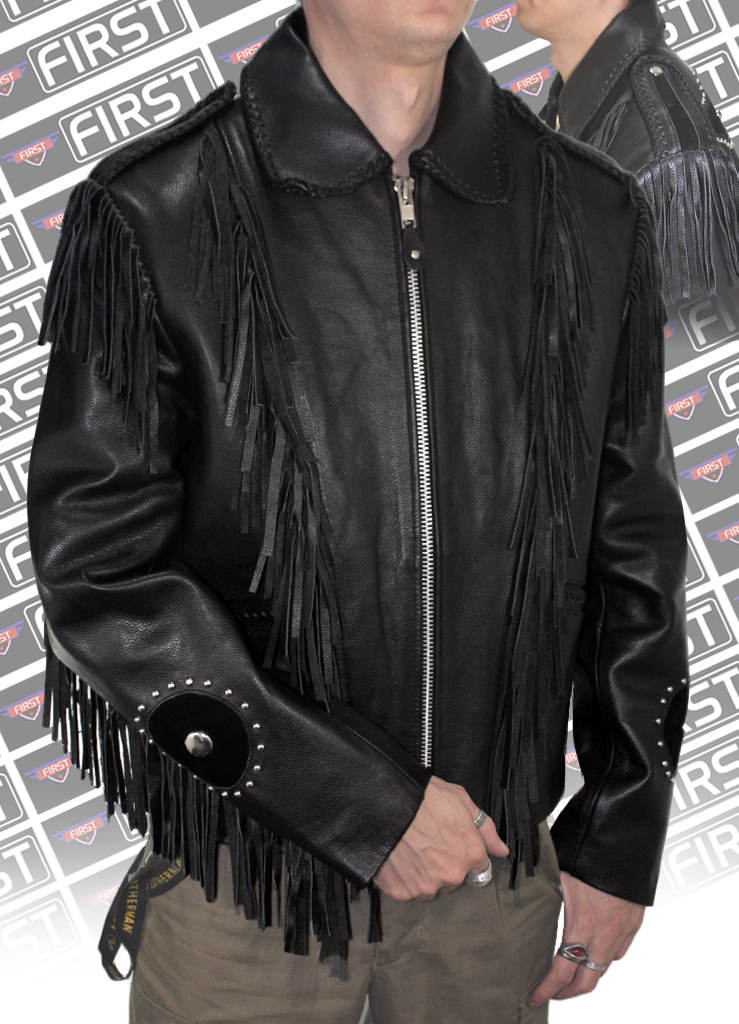 Куртка кожаная мужская First M-783 R WEAR с лапшой - фото 3 - rockbunker.ru