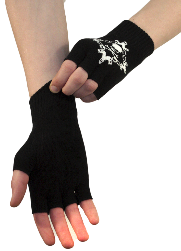 Перчатки без пальцев Роджер с орнаментом - фото 3 - rockbunker.ru
