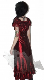 Платье из бордовой тафты с коротким рукавом - фото 2 - rockbunker.ru
