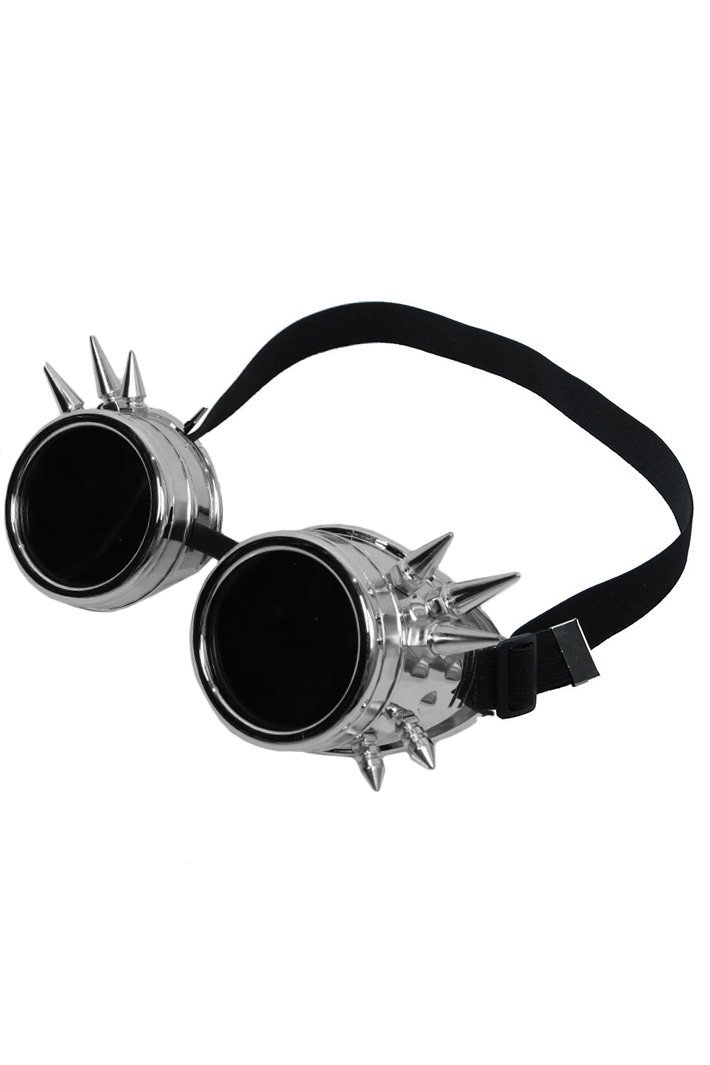 Кибер-очки гогглы с шипами серебряные - фото 1 - rockbunker.ru
