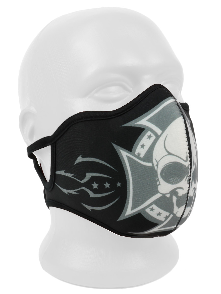 Байкерская маска Череп с мальтийским крестом - фото 1 - rockbunker.ru