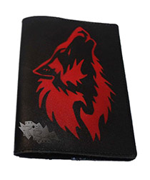 Обложка на паспорт Волк красный кожаная - фото 1 - rockbunker.ru