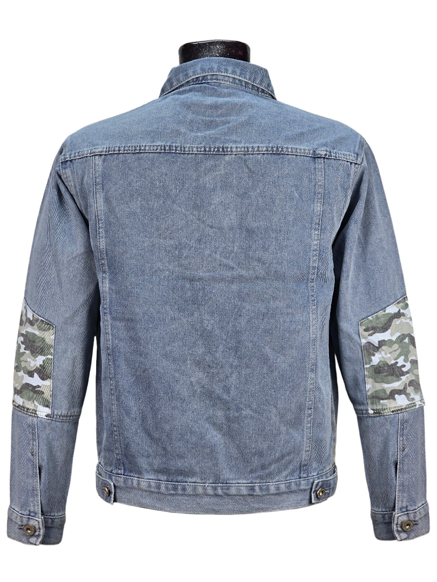 Куртка Джинсовая со Вставками Синяя - фото 2 - rockbunker.ru