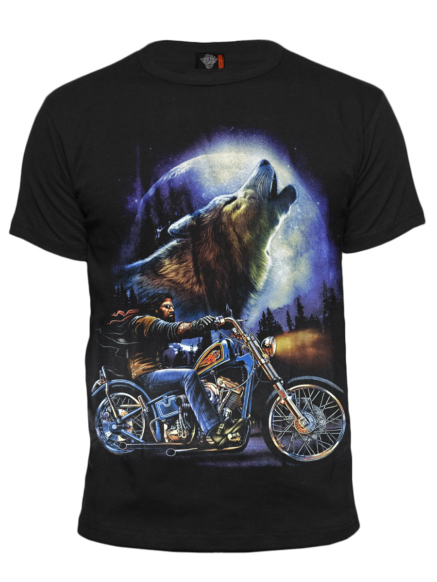 Футболка Rock Eagle Байкер С Волком - фото 1 - rockbunker.ru