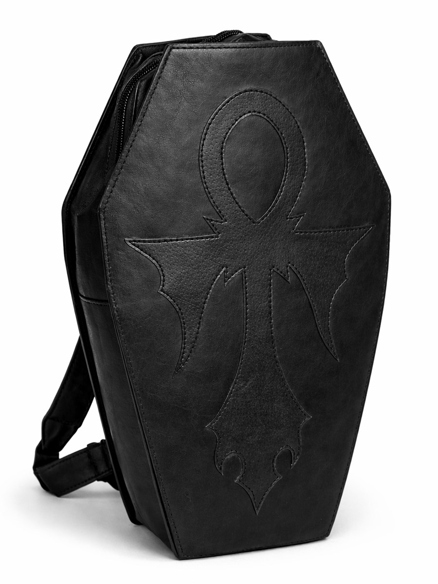Рюкзак-гробик Анх кожаный черный - фото 1 - rockbunker.ru
