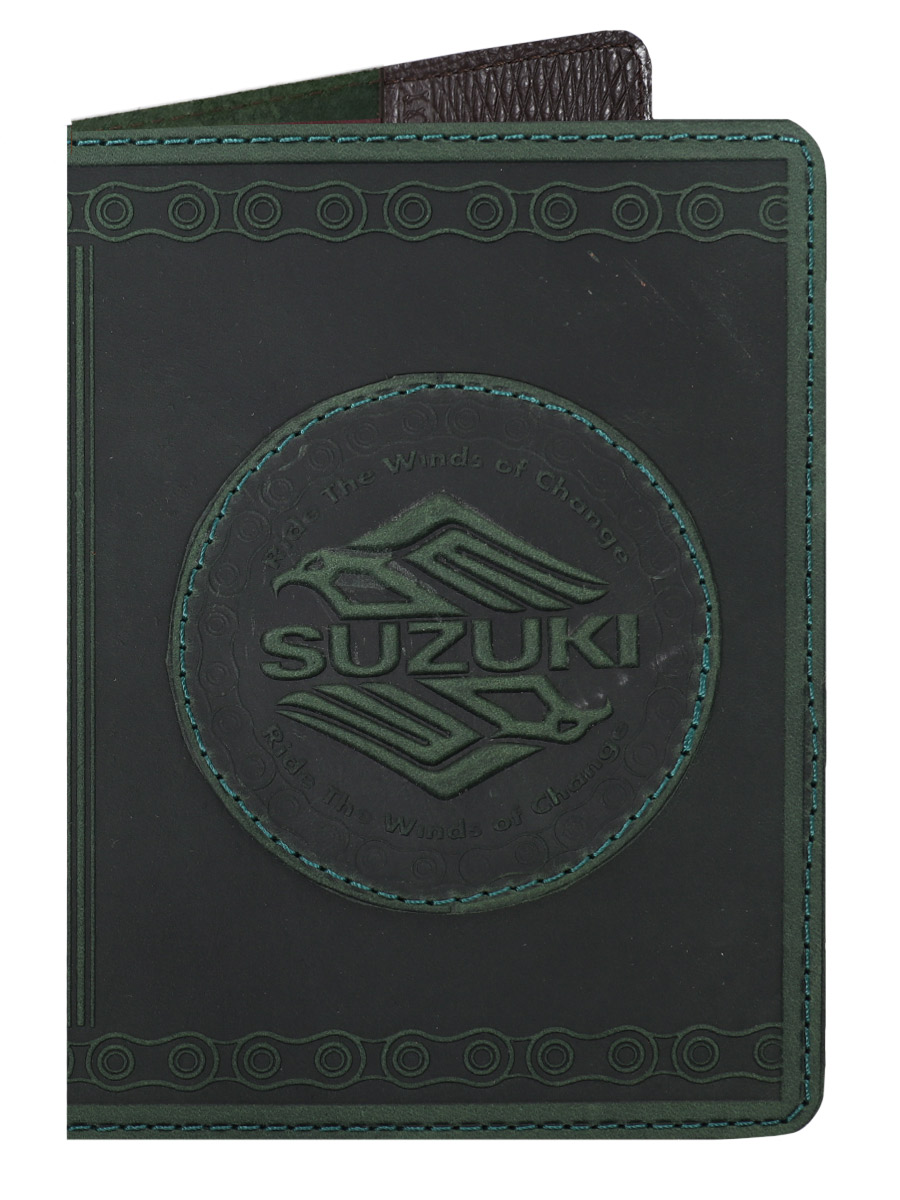 Обложка на паспорт Suzuki зеленая - фото 1 - rockbunker.ru