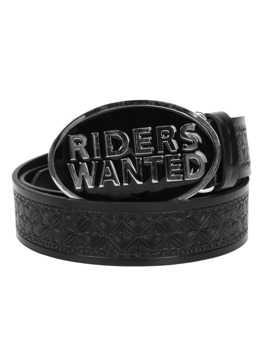 Ремень из экокожи с пряжкой Riders Wanted черный - фото 1 - rockbunker.ru