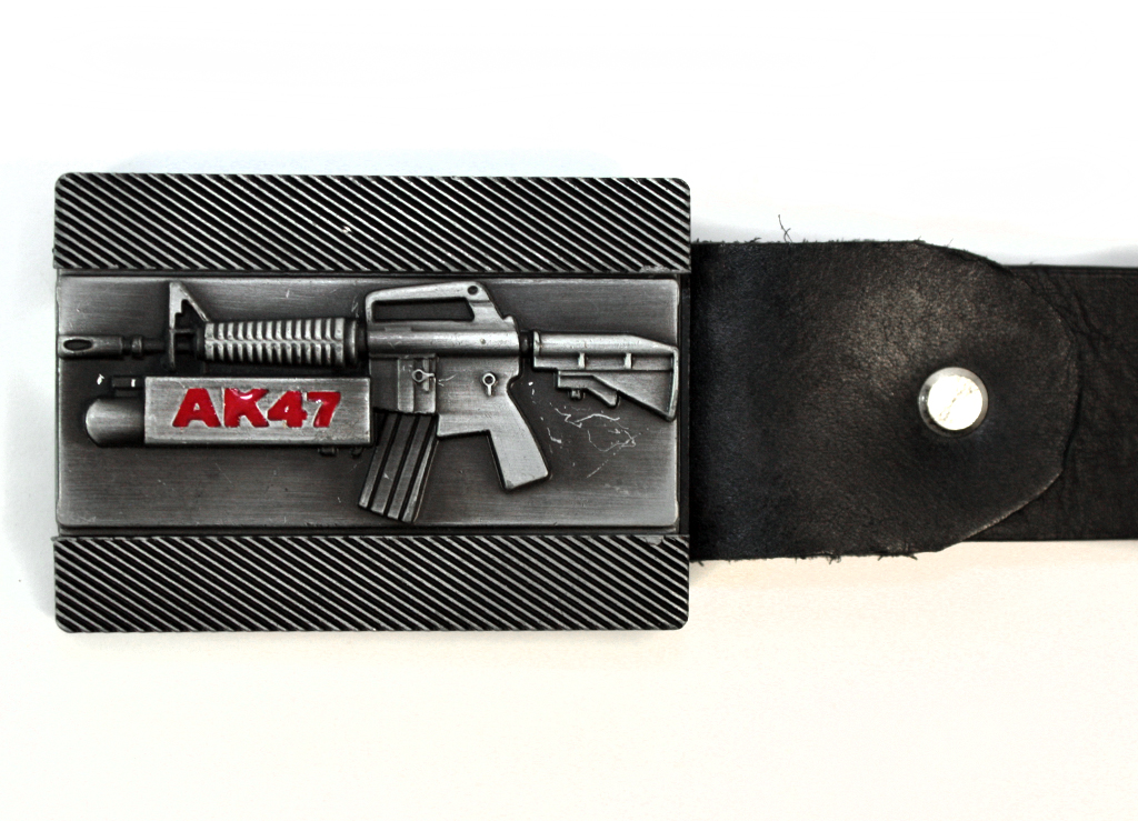 Ремень кожзам с пряжкой АК-47 - фото 2 - rockbunker.ru