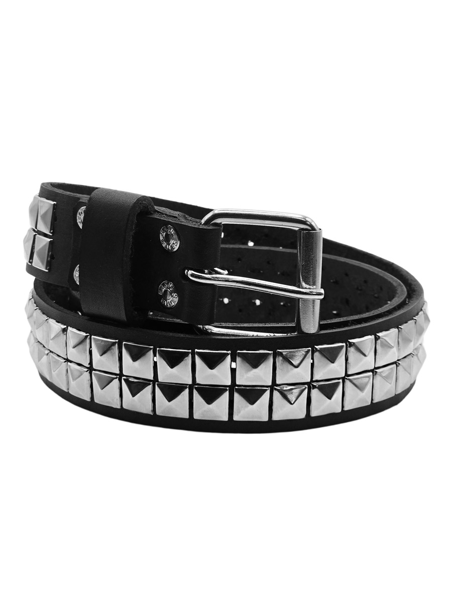 Ремень кожаный Rebel State два ряда пирамида - фото 1 - rockbunker.ru