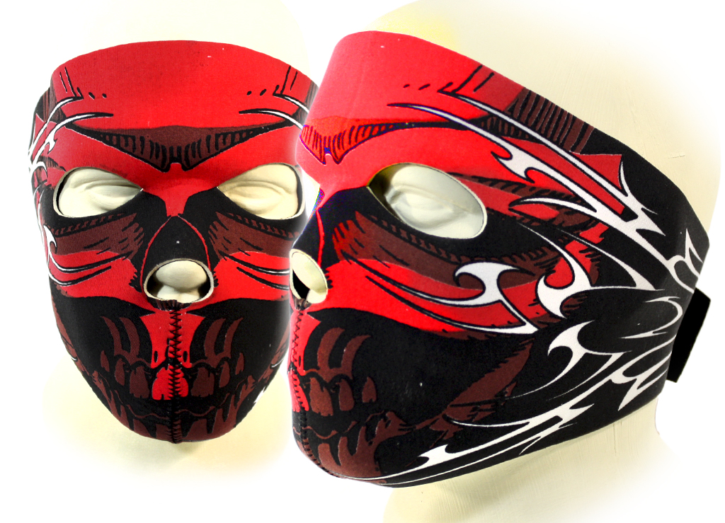 Байкерская маска череп красный на все лицо - фото 3 - rockbunker.ru