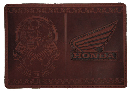 Обложка на паспорт Honda кожаная коричневая - фото 1 - rockbunker.ru