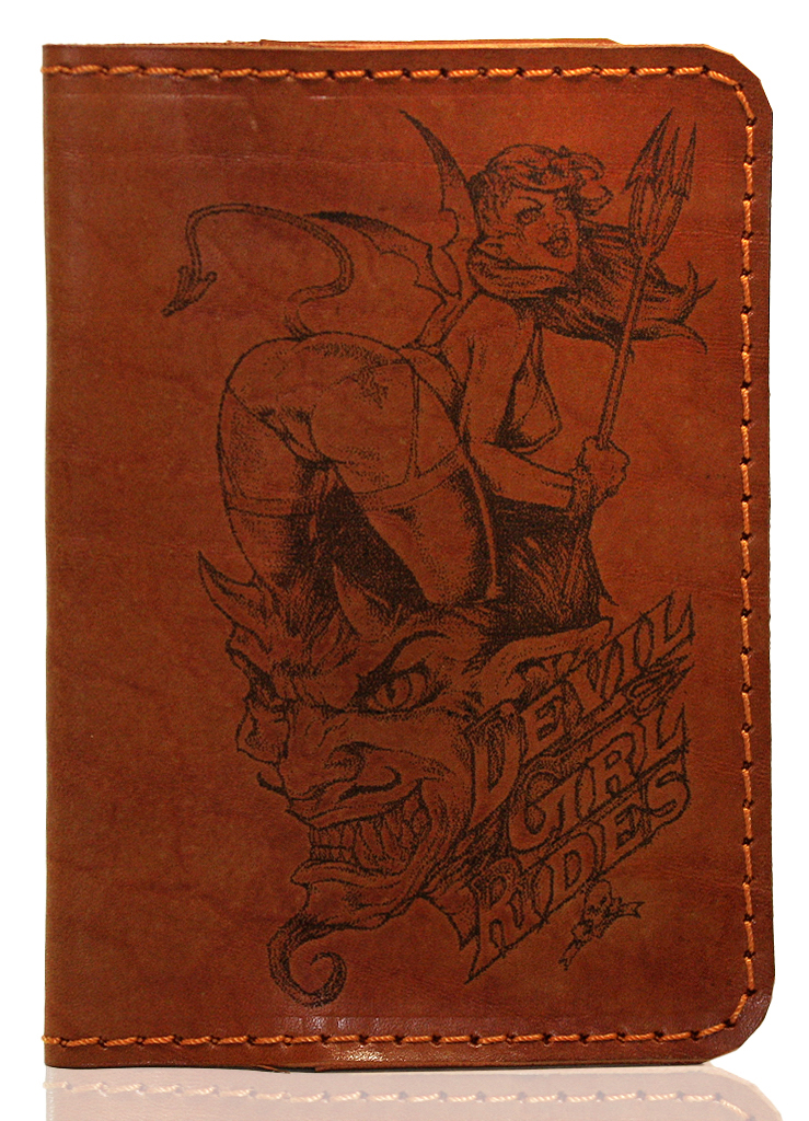 Обложка на паспорт Devil Girl Rides кожаная - фото 1 - rockbunker.ru